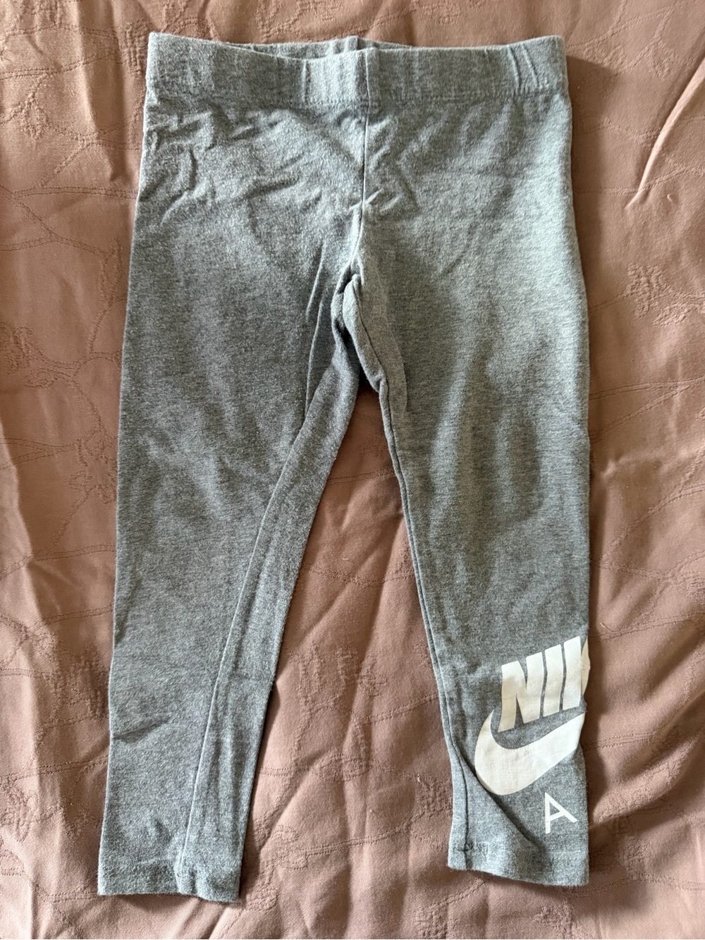 Nike Grey Girls' Logo Leggings with White Swoosh